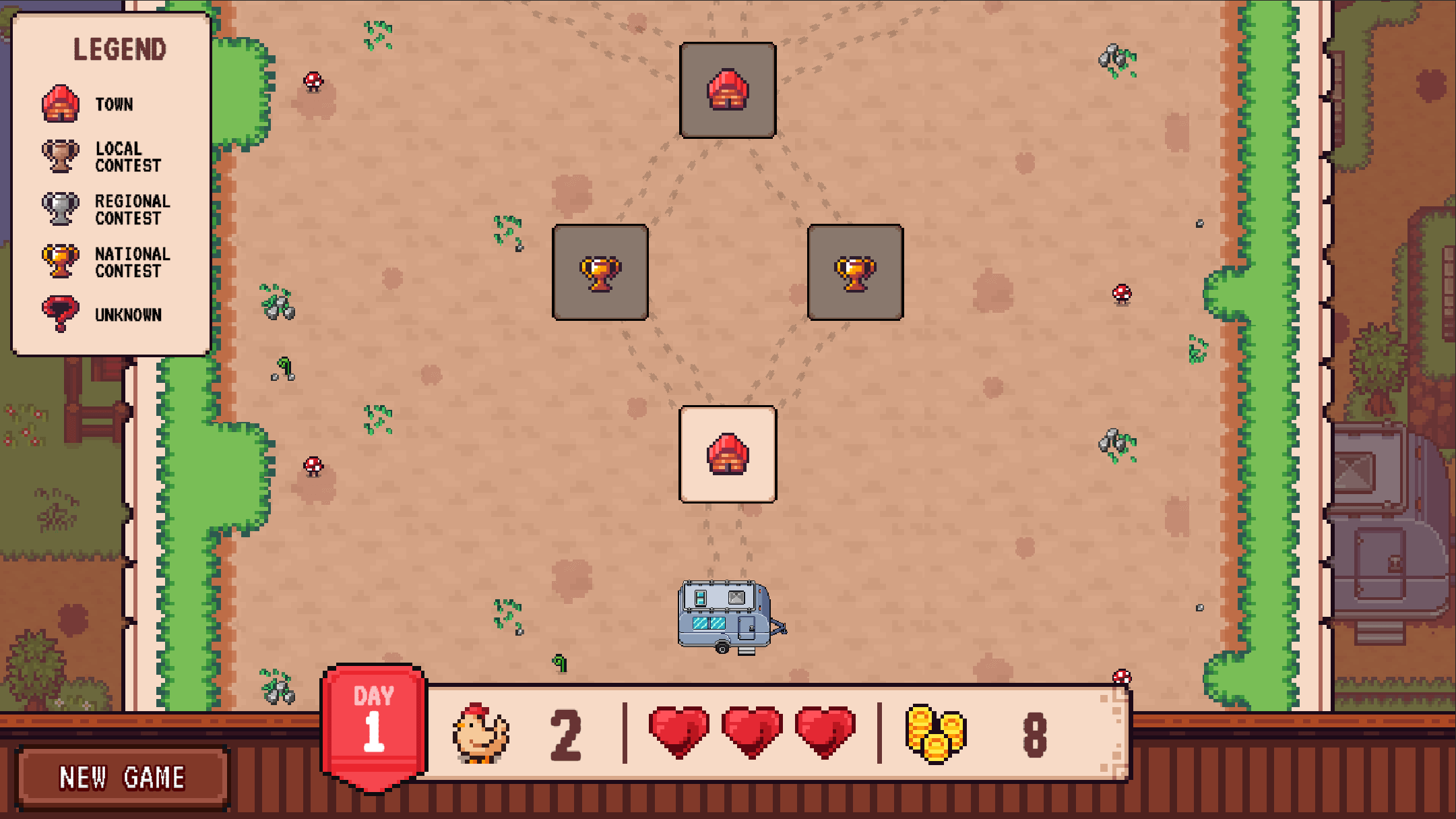 Game map screenshot showing contest locations